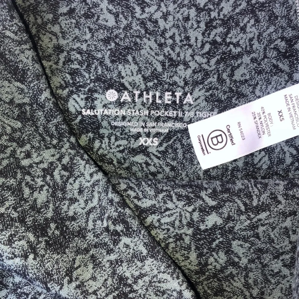 Athleta‎ Salutation Stash Pocket II 7/8 Tight Legging Jacquard Moonflower XXS - Image 10