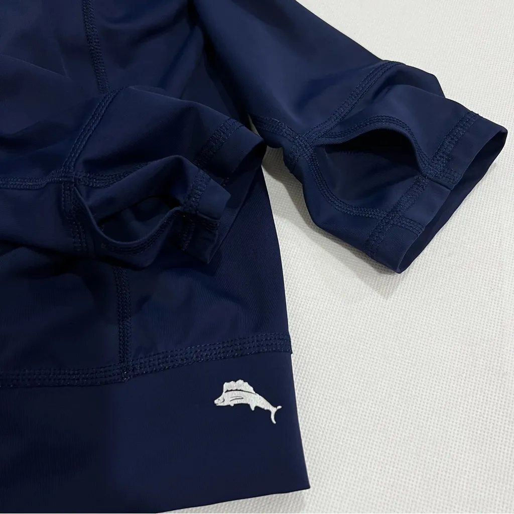 Tommy Bahama Rush Guard Hooded Pull-Over Sweatshirt Size Large Navy Blue Active - Image 6