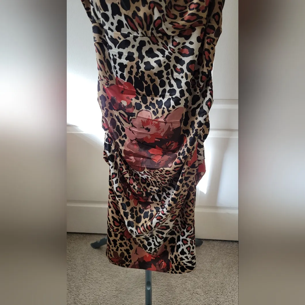 Signature By Sangrita Animal Print Dress Size 12 Brown - Image 16