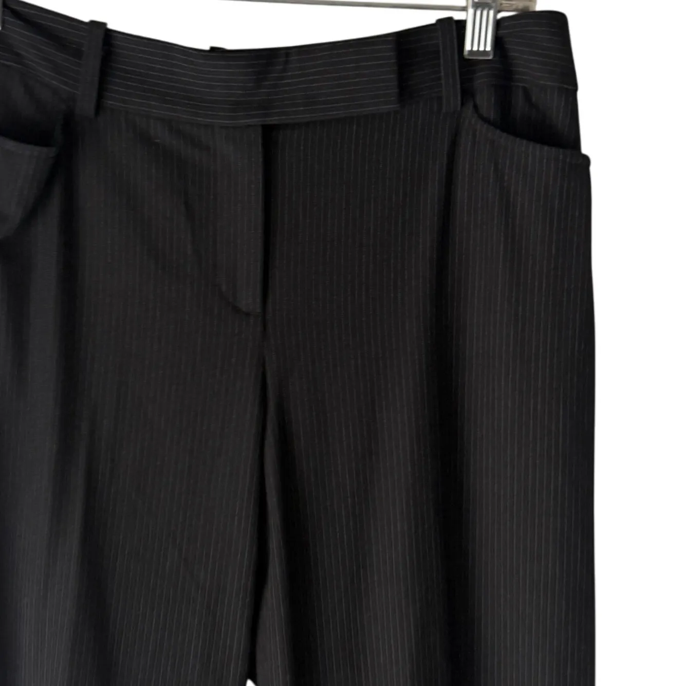 Ann Taylor Black Pinstripe Straight Leg Dress Pants Women Size‎ 6 Office Siren - Image 2