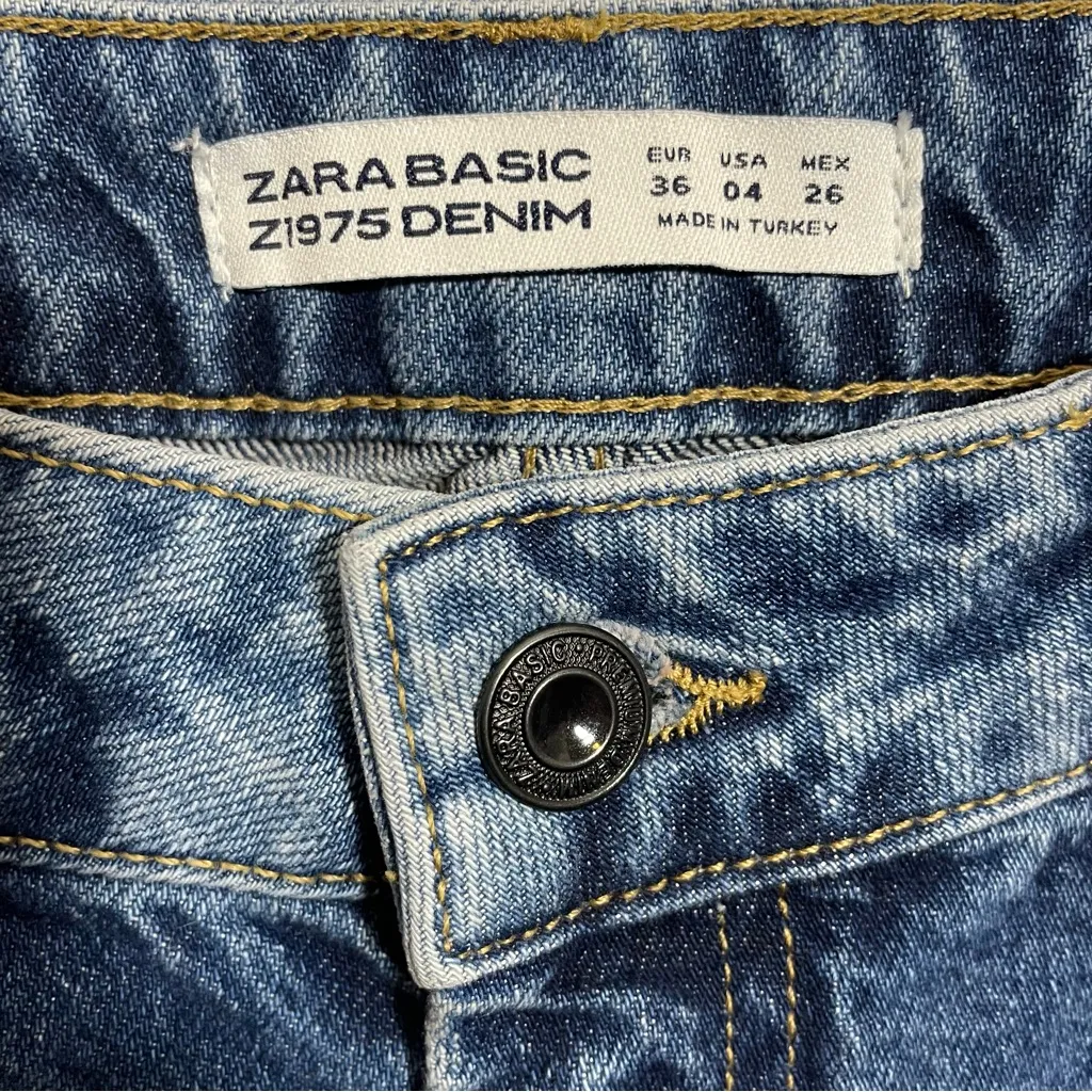 ZARA  basic denim sequin jeans cropped boyfriend fit - Image 7