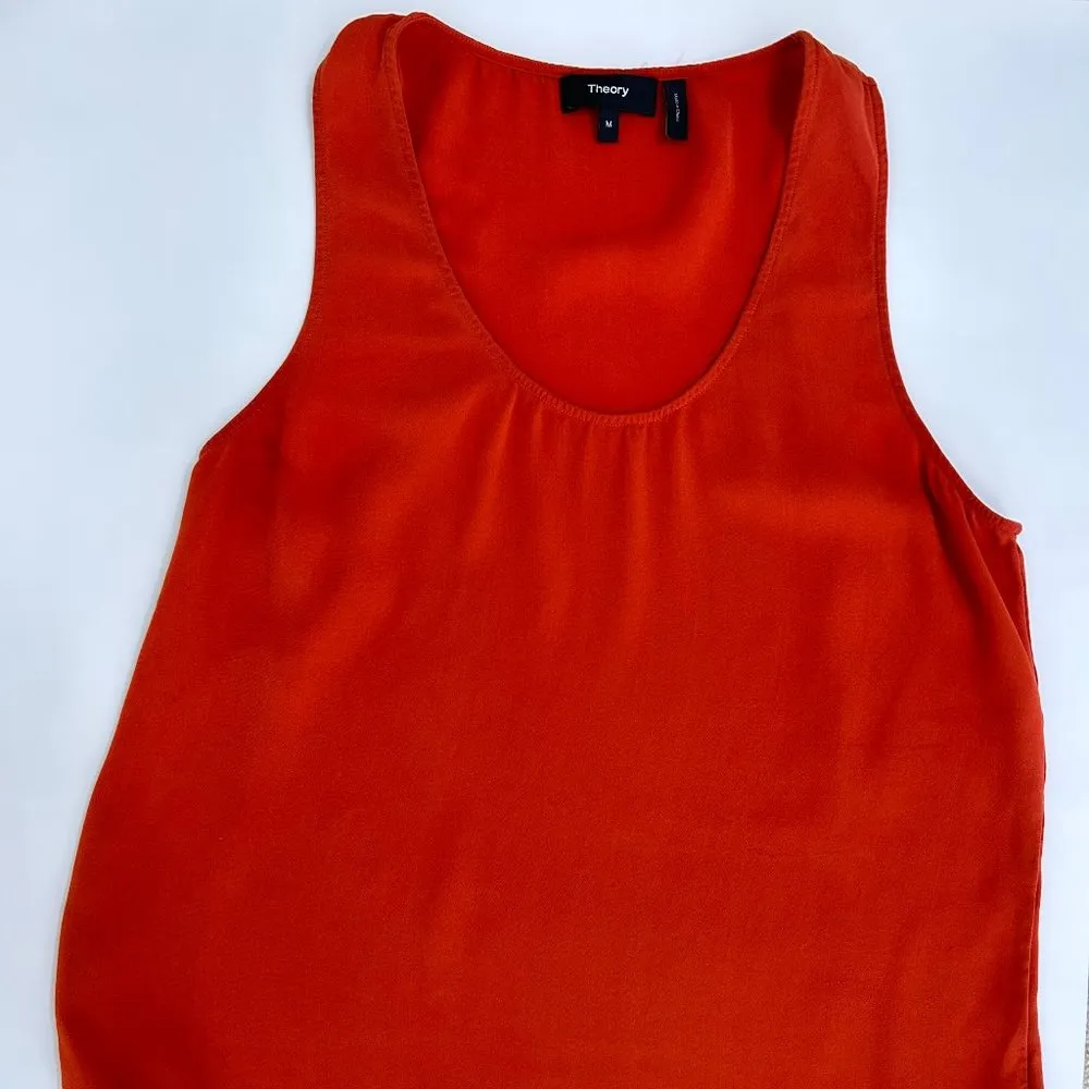 Theory Racer Tank in Burnt Orange Silk Size M - Image 5