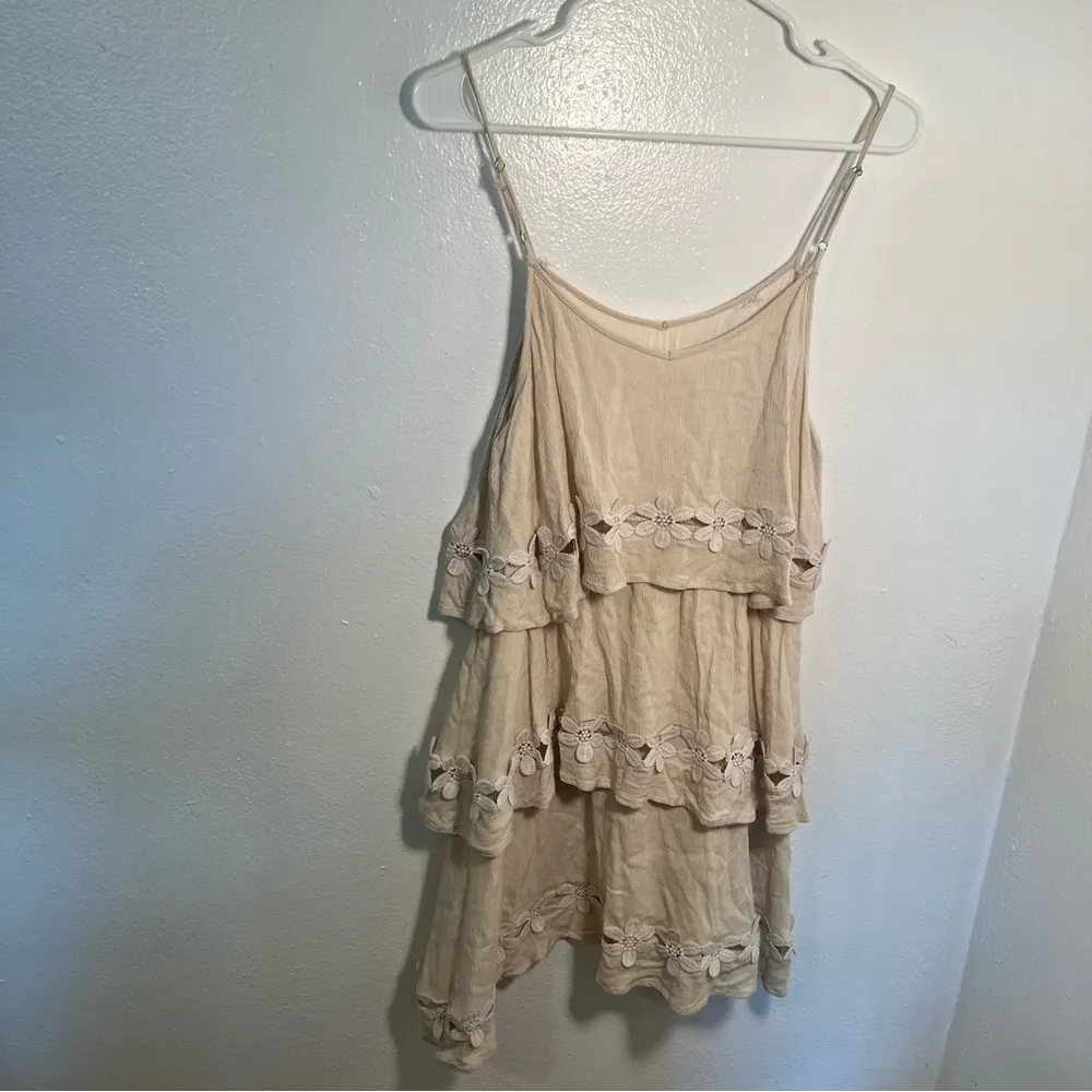 Alya Cami Dress Beige Tiered Crochet - Image 5