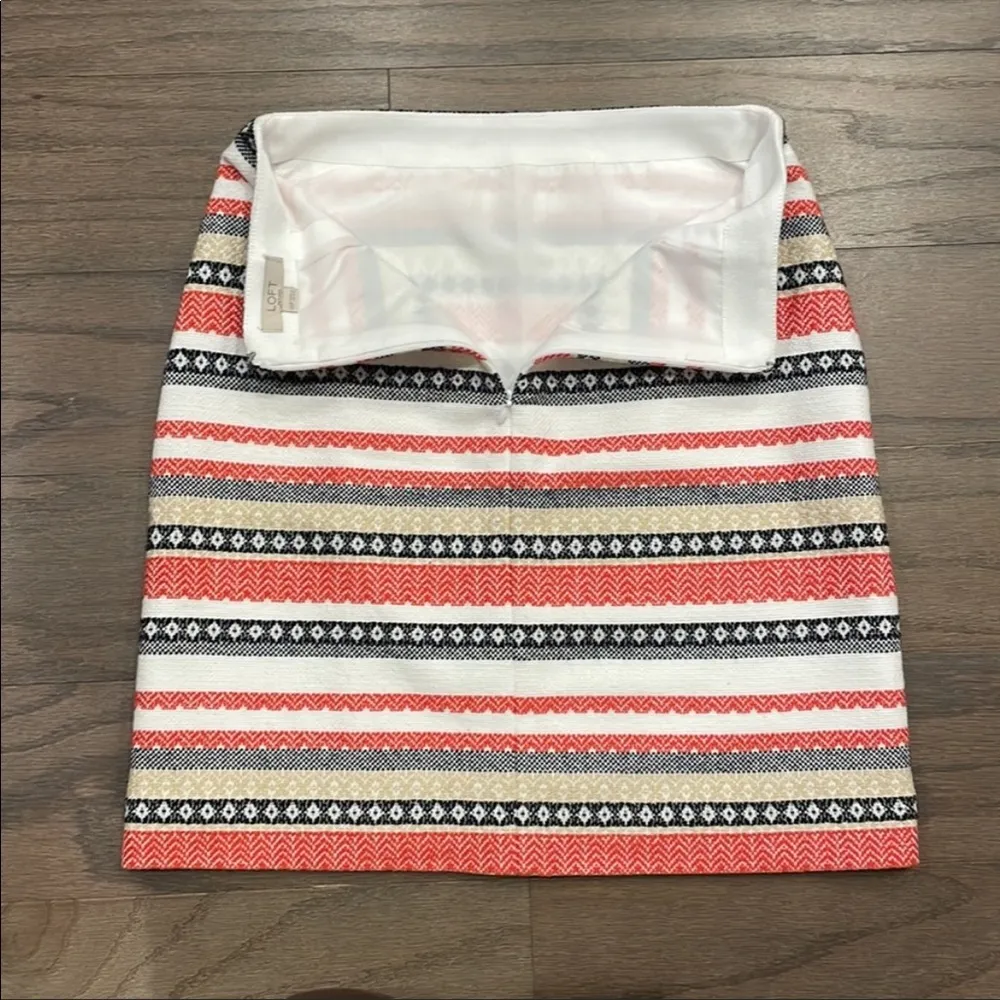 LOFT Petite Orange and Black Striped Shift Skirt - Size 00P - Image 3