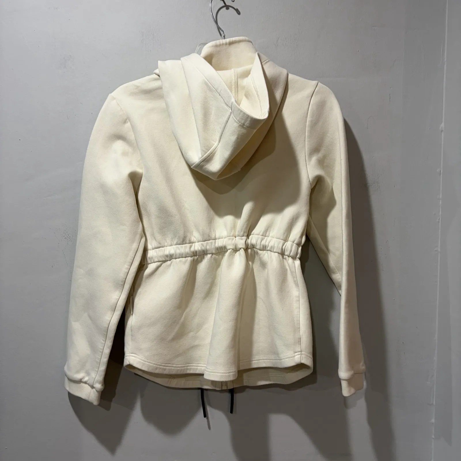 Varley Colby Hoodie $158 Pristine Ivory Zip Sweatshirt Drawstring S Athleisure - Image 9