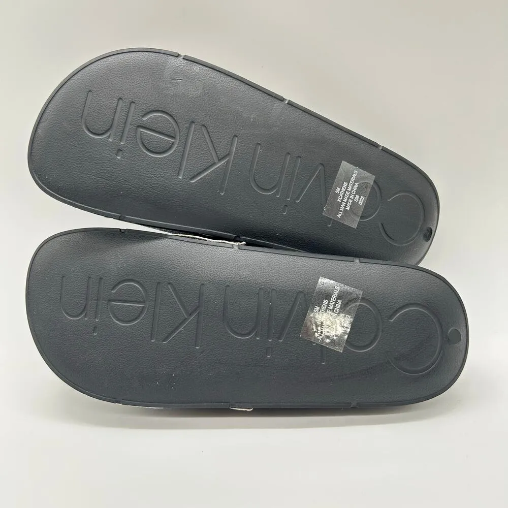 Calvin Klein Slides Womens 5‎ Brown Logo Print Athens Slip On Comfort NEW - Image 9