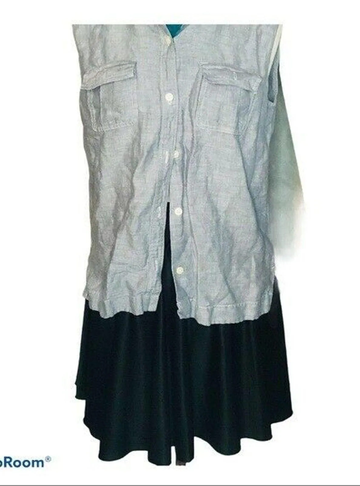 Coastal Minimalist Summer Linen Blend Sleeveless Button Down Shirt Ann Taylor 8 - Image 3