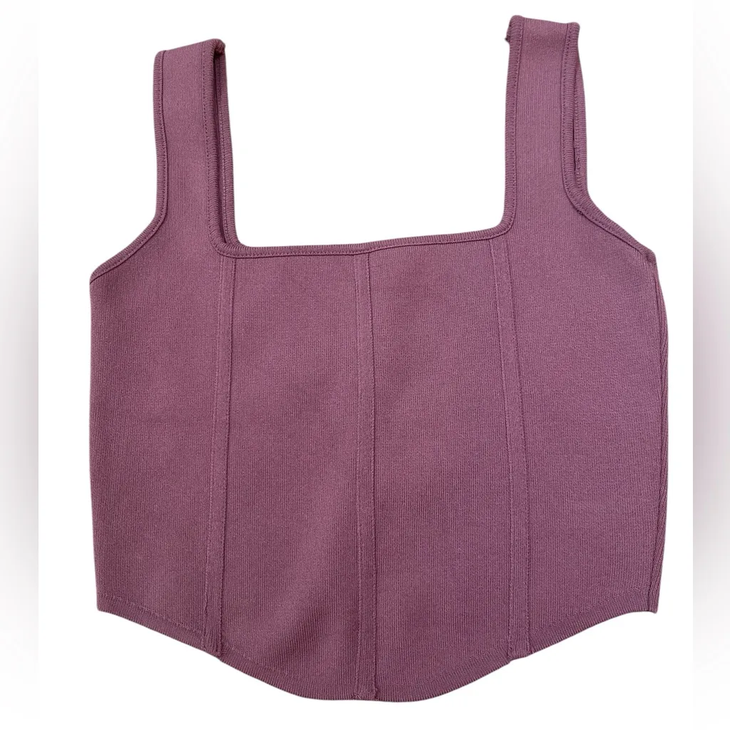 Zara Mauve Sleeveless Pullover Square Neck Stretch Corset Crop Top - Image 2
