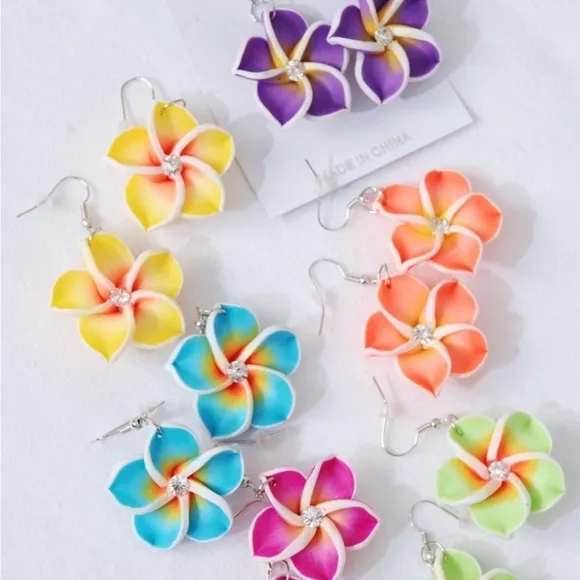 Tropical Floral‎ Earrings Pink - Image 6