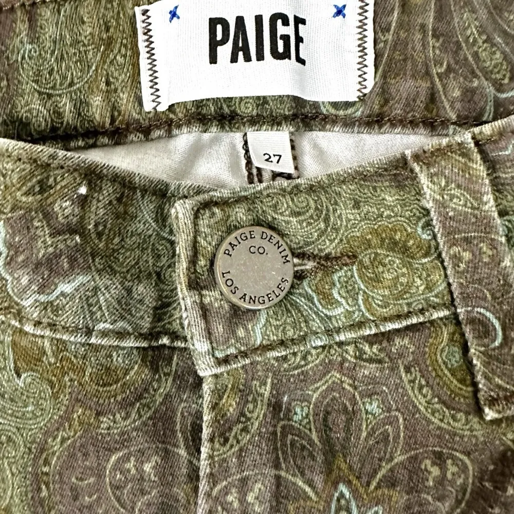 Paige Denim Verdugo Skinny Jeans Leggings in Estate Green Paisley 27 Bohemian - Image 11