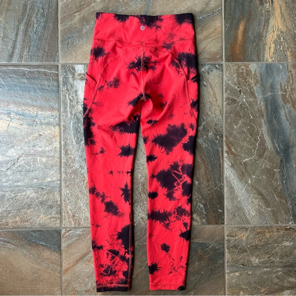 Lululemon Invigorate High-Rise Tight 25" Tie Dye Carnation Red Black Size 4 - Image 4