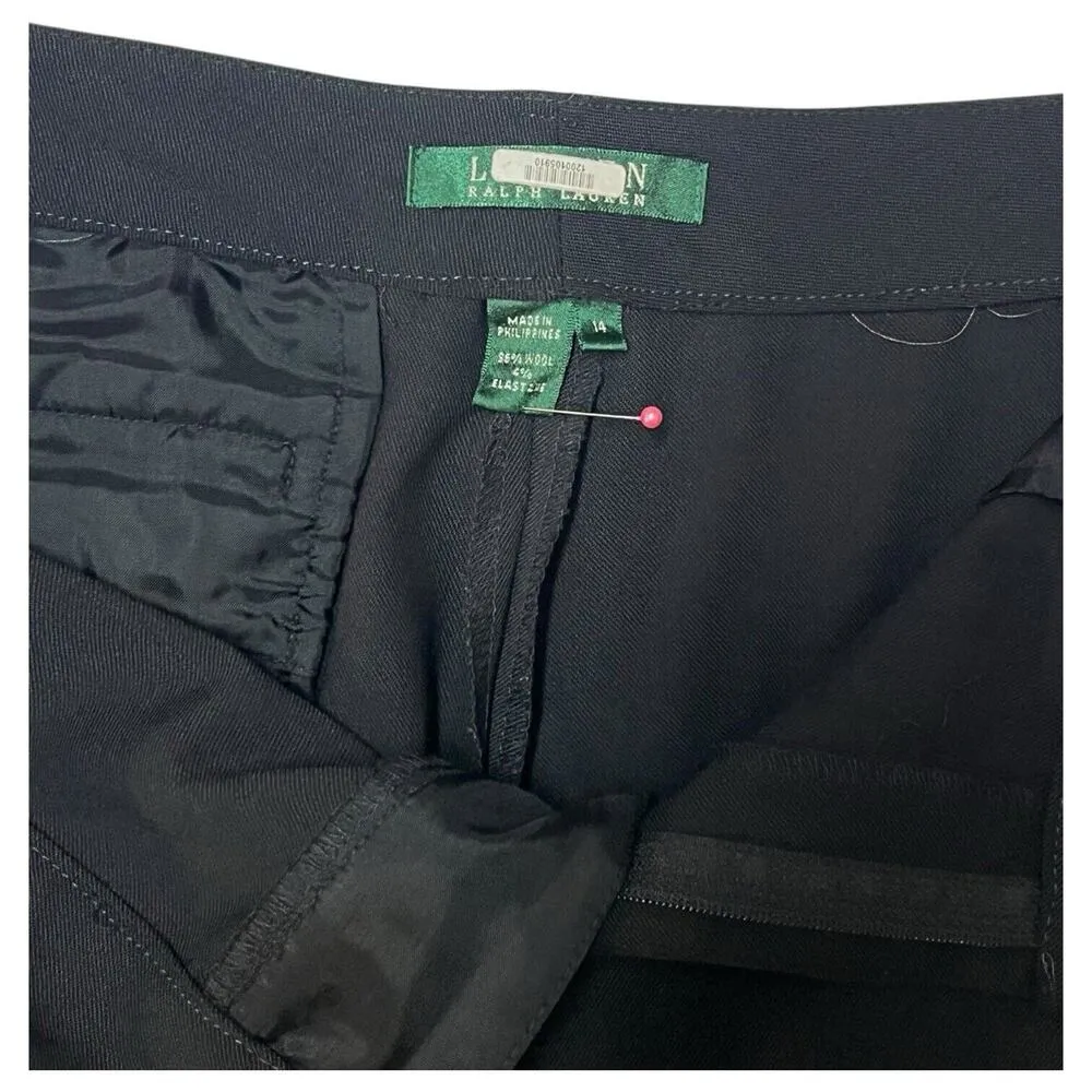 Lauren Ralph Lauren Pants Womens 14 Wool Trousers Straight Leg Slacks Black - Image 5