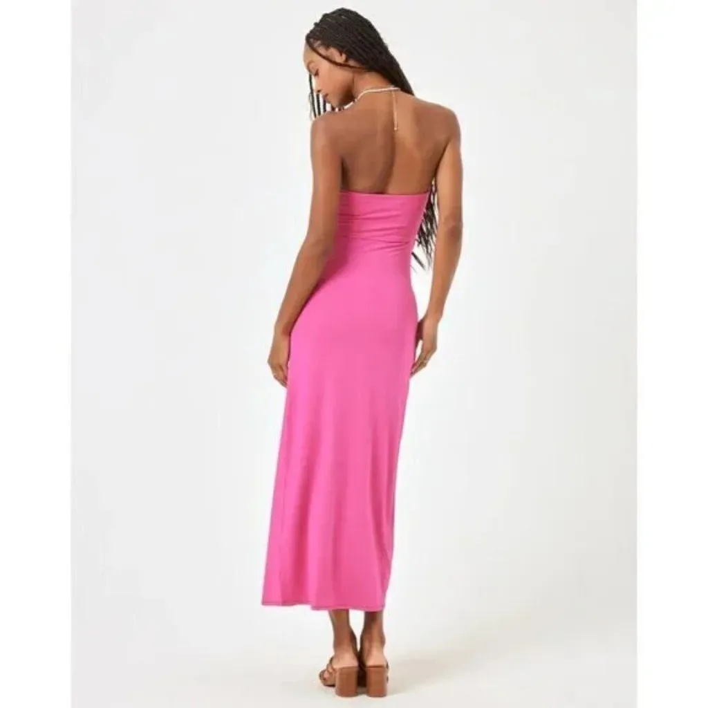 L*SPACE Corsica Cutout Strapless Cover-Up Dress in Bougainvillea Size X-Small - Image 3