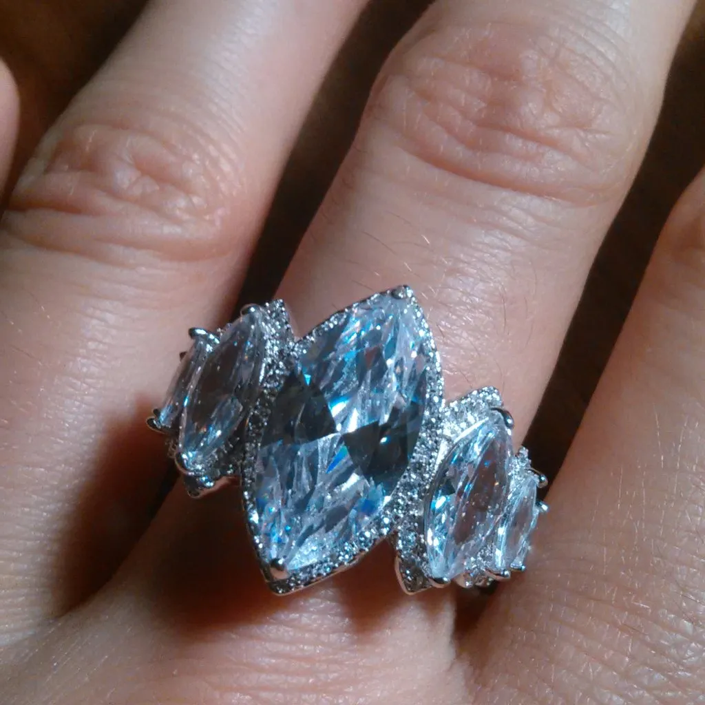 White Cubic Zirconia Sterling Silver Ring (Size 8) - Image 9