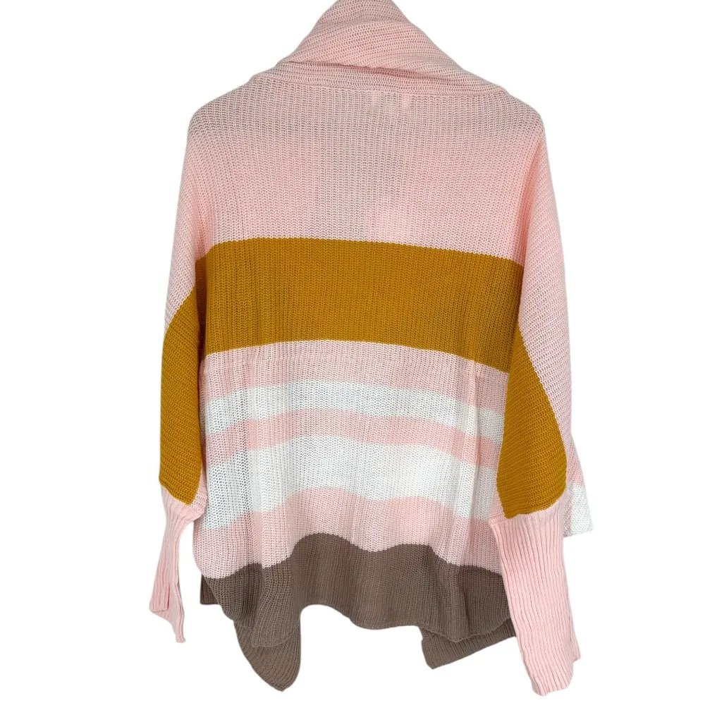 Umgee Long Sleeve Knit Color Block Cardigan size M/L Ribbed Trim Shawl Collar - Image 9