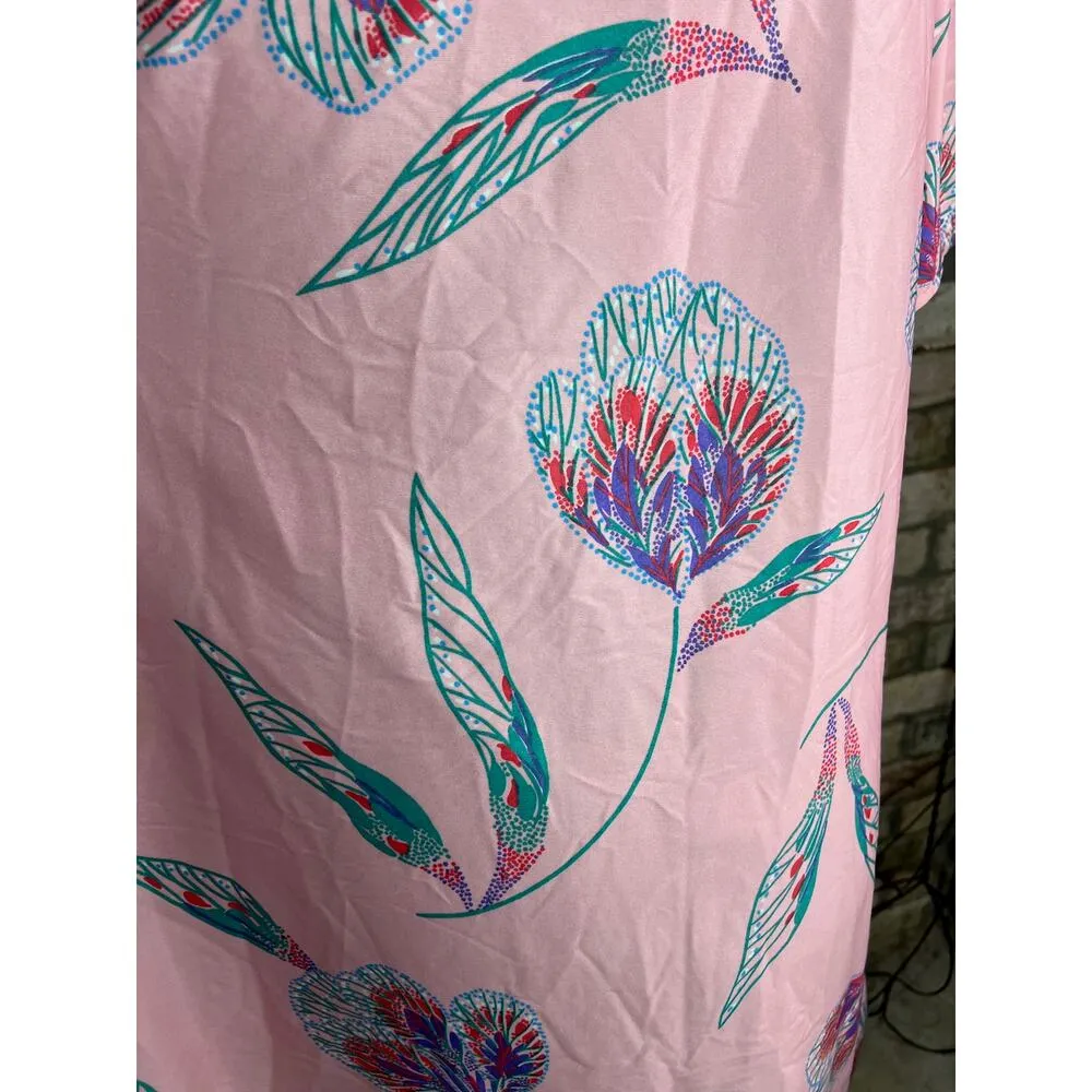 house dress snap front floral pink purple red green Size L - Image 6