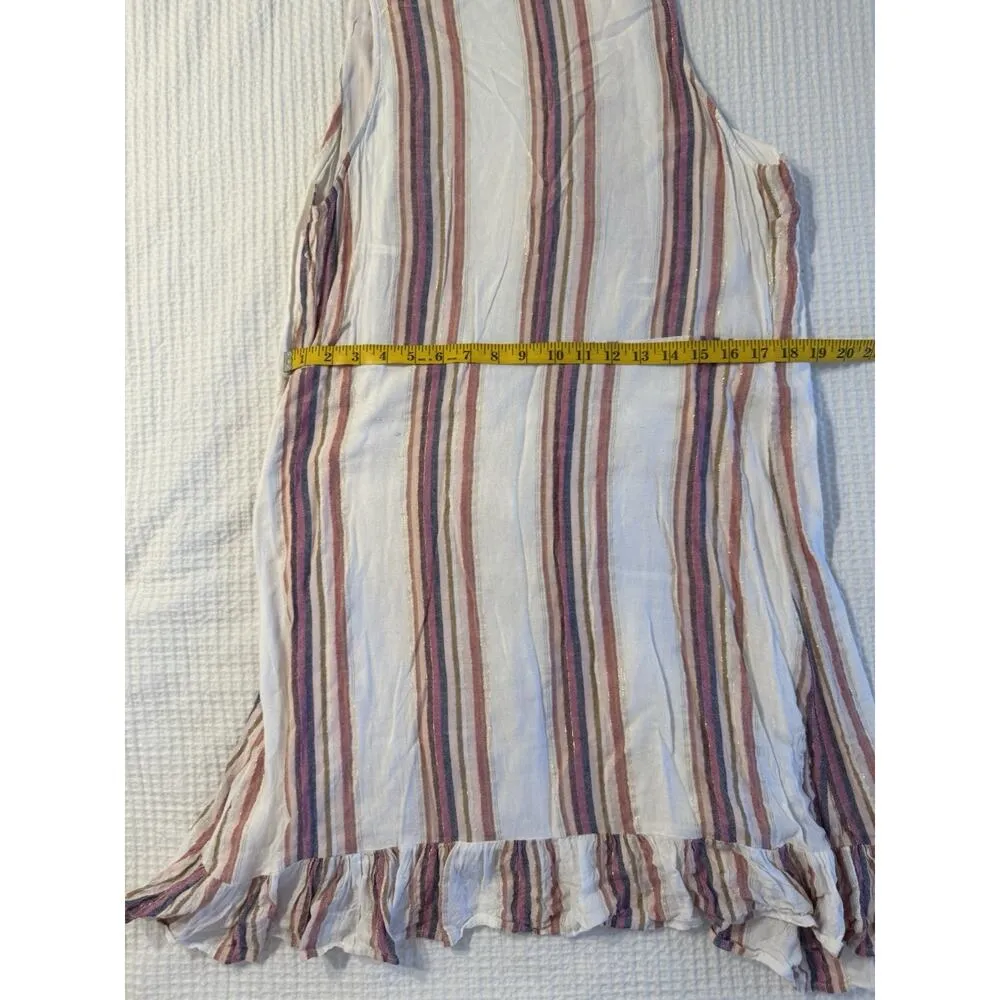 Rails Madison Ruffle Tie Wrap Mini Dress Jewel Stripe Metallic Size Large - Image 6