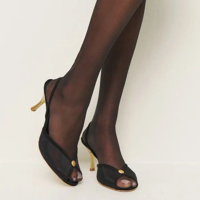Reformation Paula Slingback Sandal in Black Mesh - Image 3