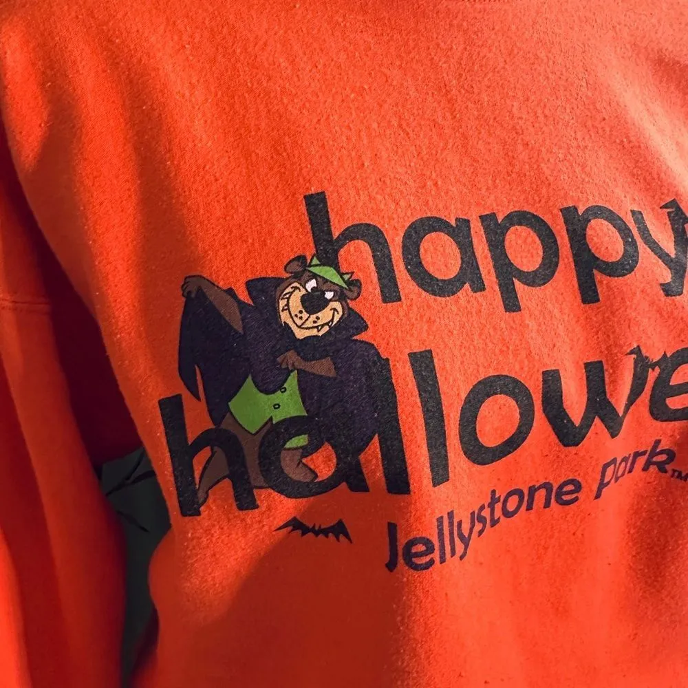 Vintage Happy Halloween Yogi Bear Jellystone Park Crewneck Sweatshirt Orange Size M - Image 2
