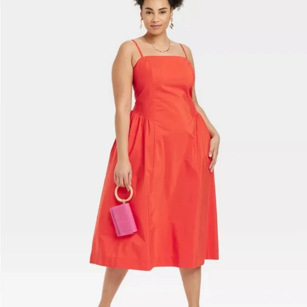 A New Day Spaghetti Strap Open Back Drop Waist A Line Midi Red Dress Sz 12‎ NWT - Image 7