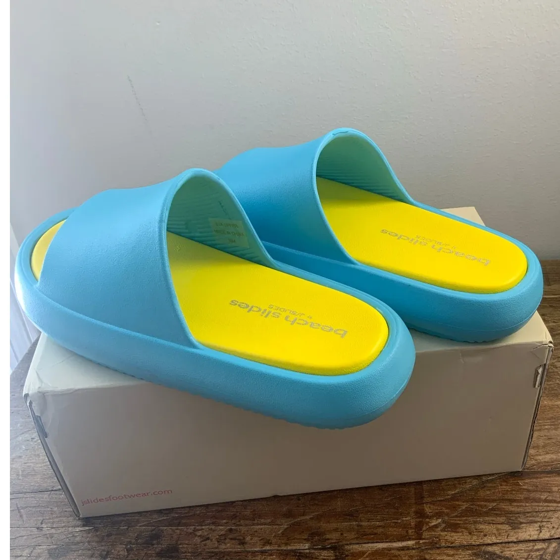 J/Slides SQUISH Turquoise/Yellow EVA size‎ 10 Blue - Image 3