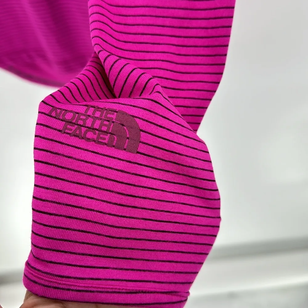 The North Face pink striped flash dry thumb holes hi lo running shirt - Image 7