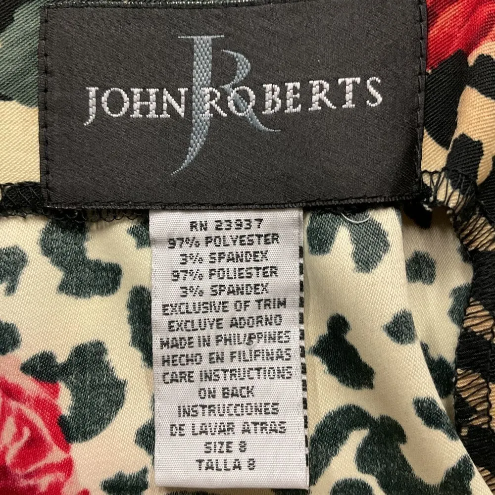 John Roberts Women's Cheetah Floral Print Tank Top Size 8 Light‎ Brown Black - Image 9