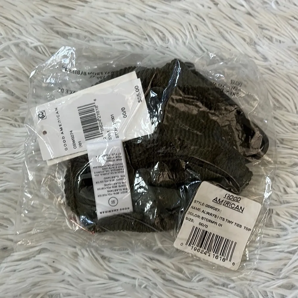 New GOOD AMERICAN Women’s Always Fit Tiny Ties Bikini Top Stormy001 size XXS - Image 2