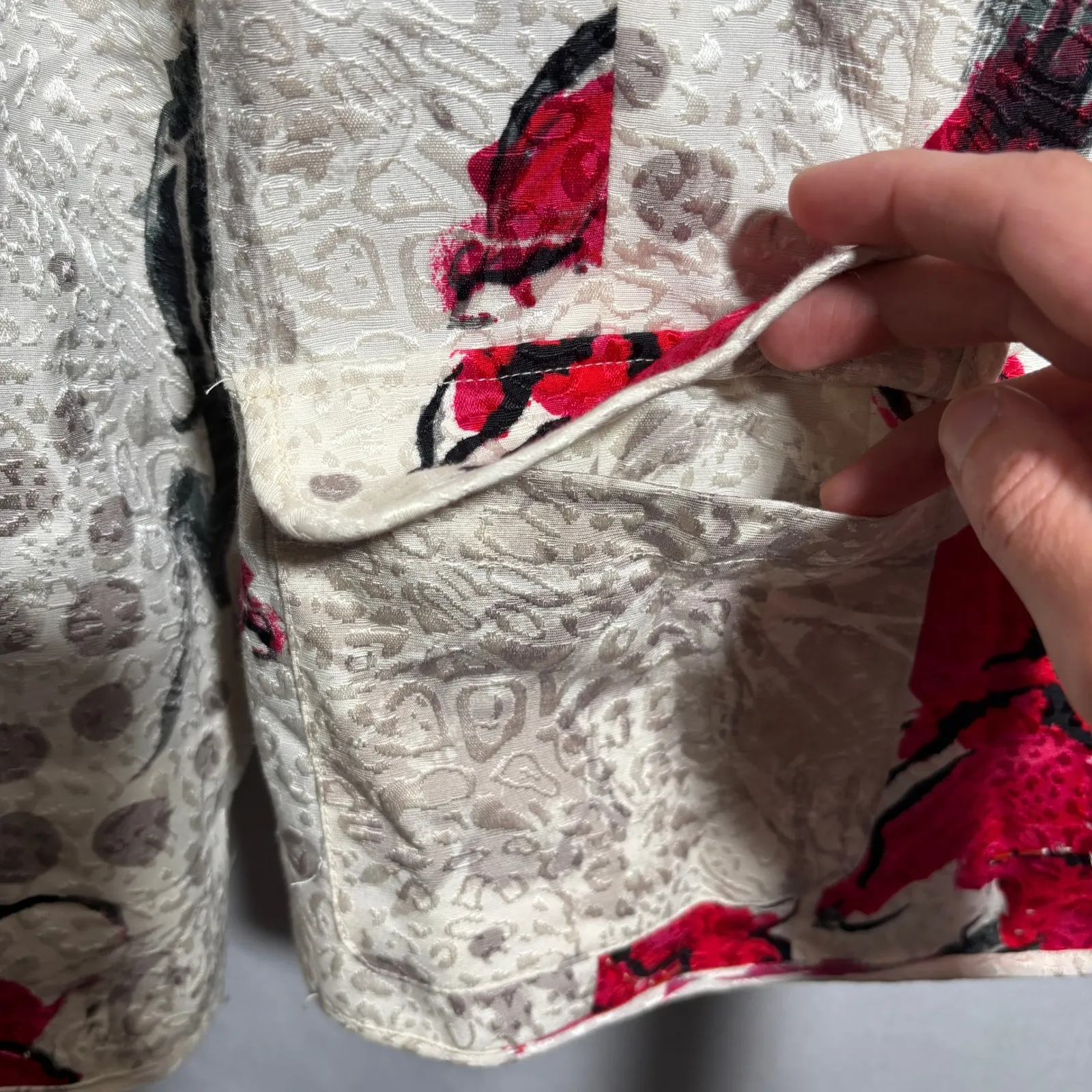 Art to‎ Wear Floral Jacket Cream Red Black Textured Blazer Artsy Unique Womens L Size L - Image 7