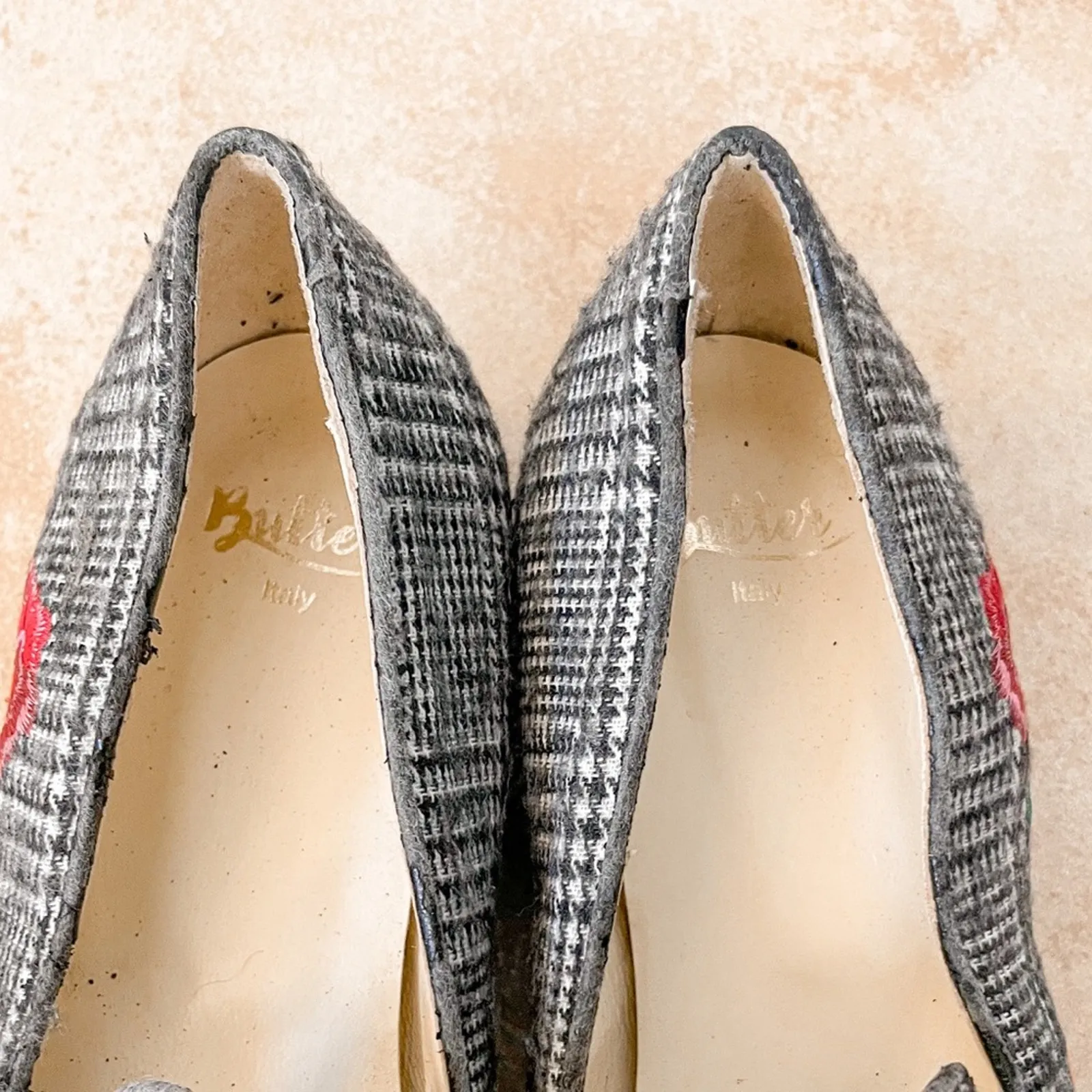 NEW Butter Shoes Plaid and Floral Flat Loafers Red Black, NWOT Size 5, MSRP $295 Black - Image 6