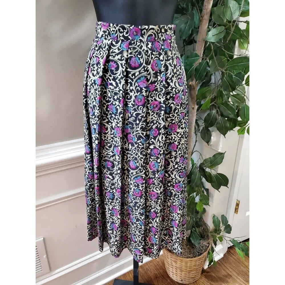 Vintage Fox Croft Floral Polyester Long Sleeve Blazer & Skirt 2 Pc's Suit Size 4 - Image 3