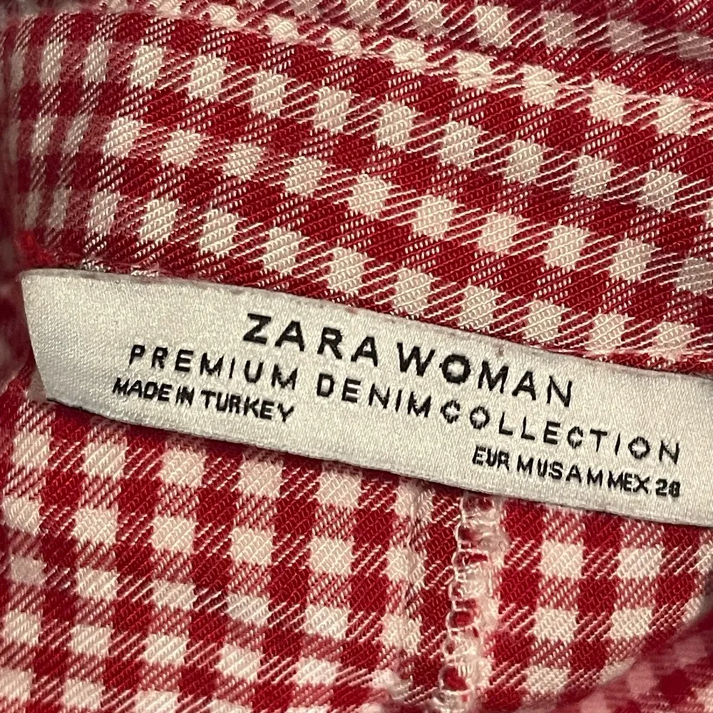 💋Zara Red Gingham Button Down Shirtdress/ Tunic W/ Appliqué Sz M Americana July4 - Image 4