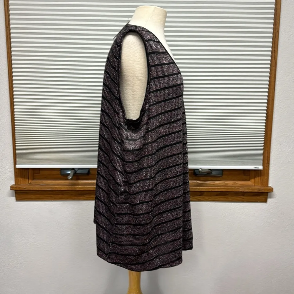 Lane Bryant NWT Black Pink Metallic Sparkle Striped Sleeveless Swing Tank Top - Image 4