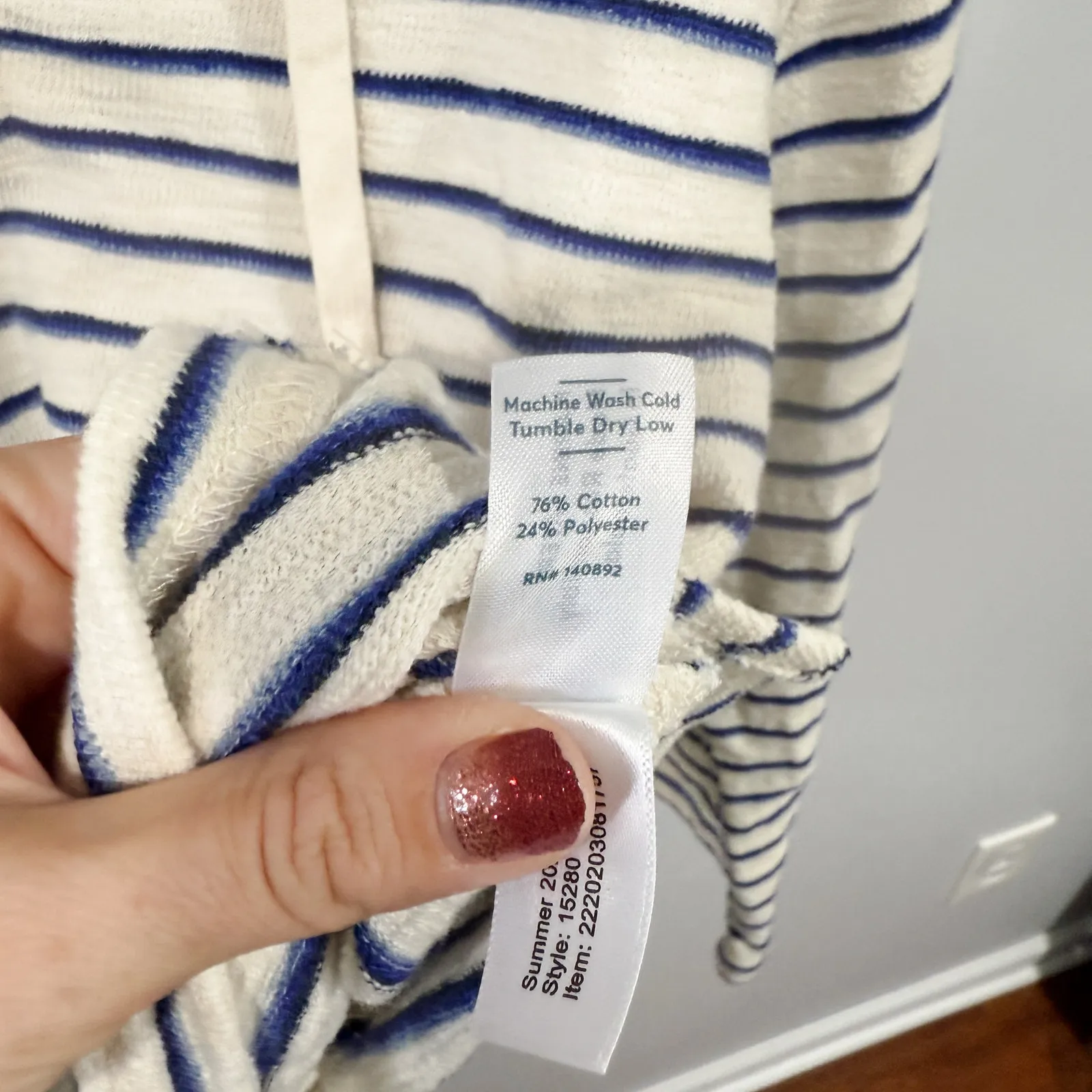 Marine Layer Playa Hoodie Navy & Cream Stripe Size S - Image 7