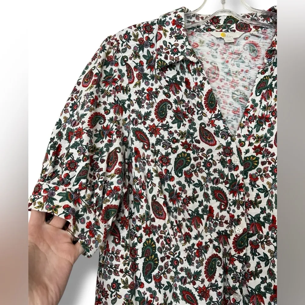 Boden Button Jersey Mini Tea Dress White Size 12 - Image 2