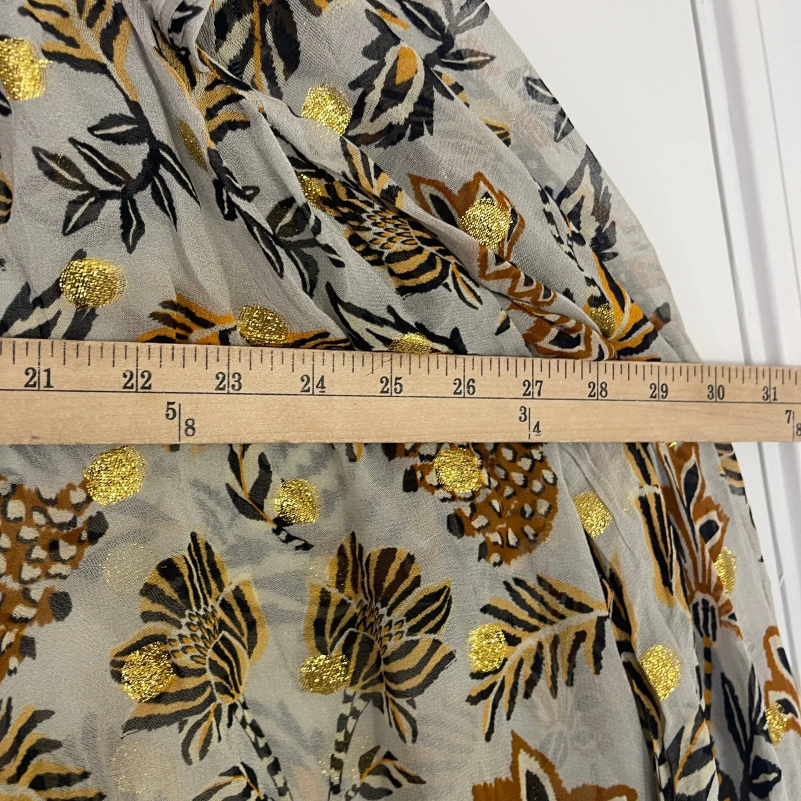 FARM RIO $250 Metallic Floral Tapestry Long Sleeve Blouse Women's Size Medium - Image 12