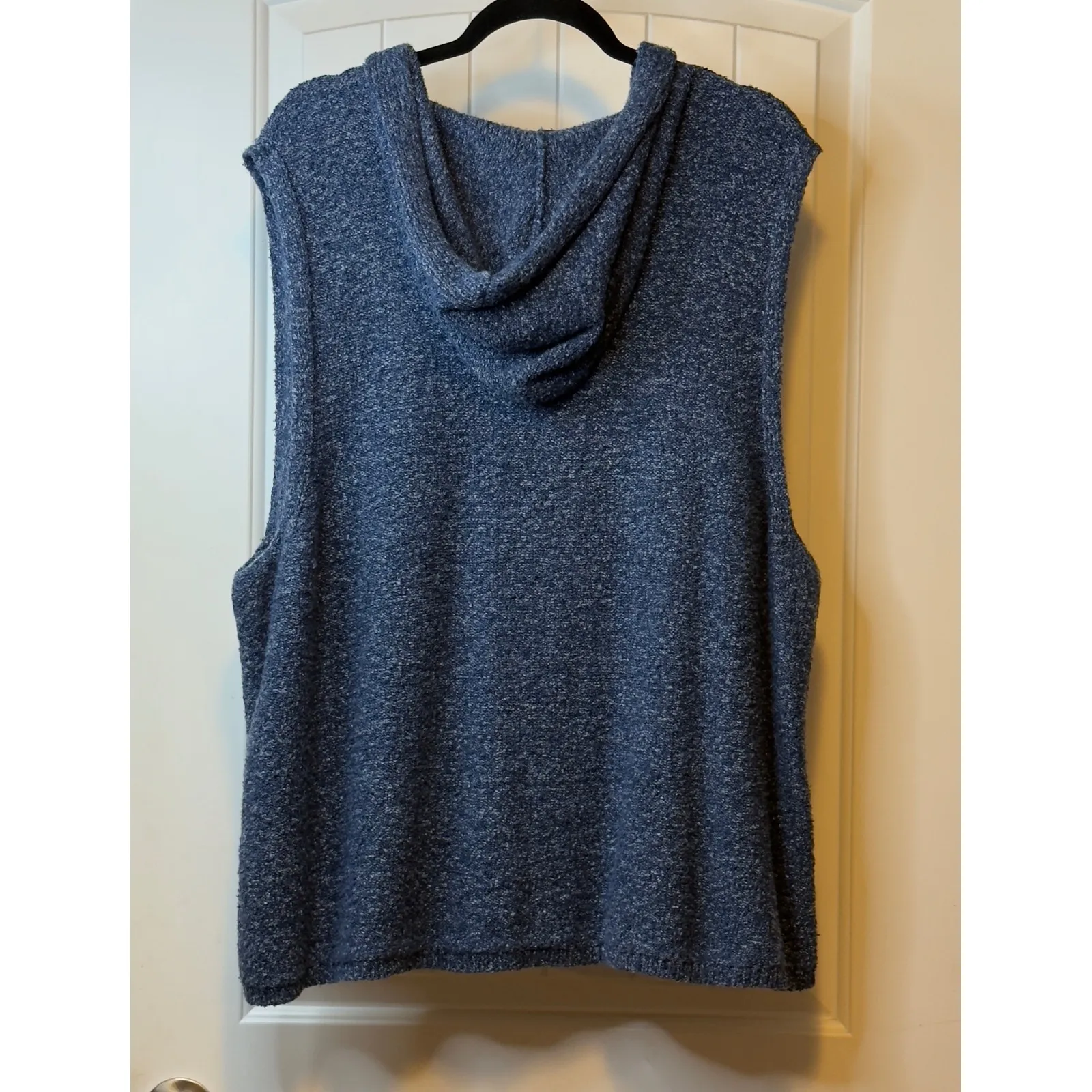 J Jill Plus Sz 4X Blue Knit Vest Zip Front Hooded Sleeveless Sweater Career Work - Image 3