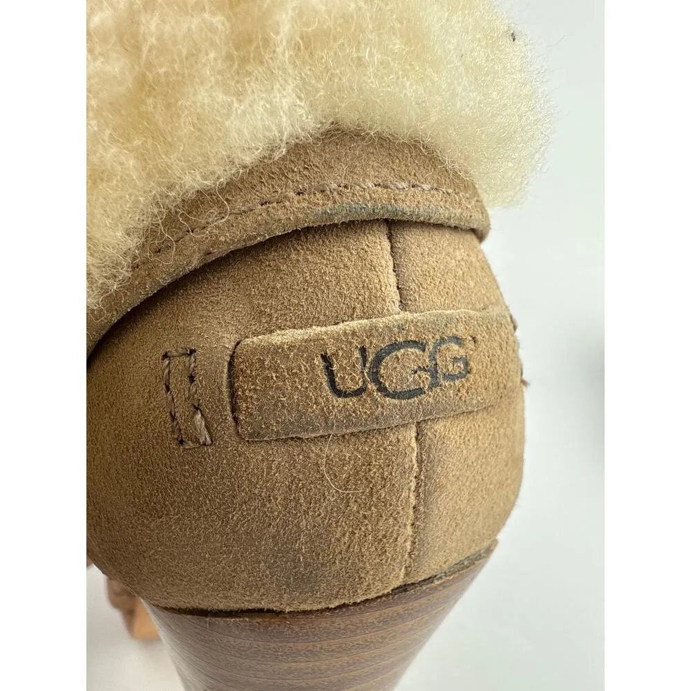UGG Georgette Women's Brown Suede Leather Sherpa Shearling Fur Platform Boots 8 - Image 7