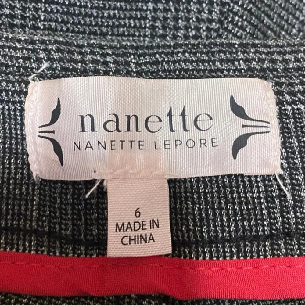 Nanette Lepore Women's Gray Plaid High Waisted Tapered Trousers Pants Size 6 - Image 4