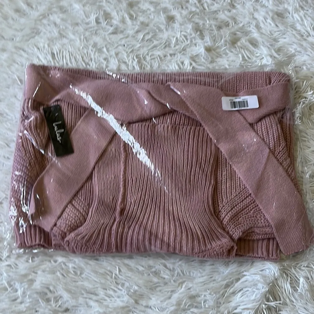 Lulus Women’s Sweet Demeanor Pink Turtleneck Cold-Shoulder Sweater Dress Small - Image 2