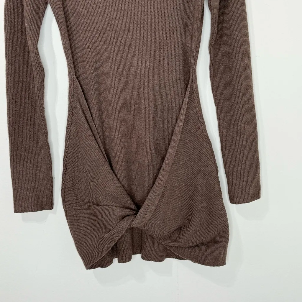 NWT PLT LABEL Plus Dark Brown Knitted Twisted  Long Sleeves Mini Dress Size XXL - Image 6