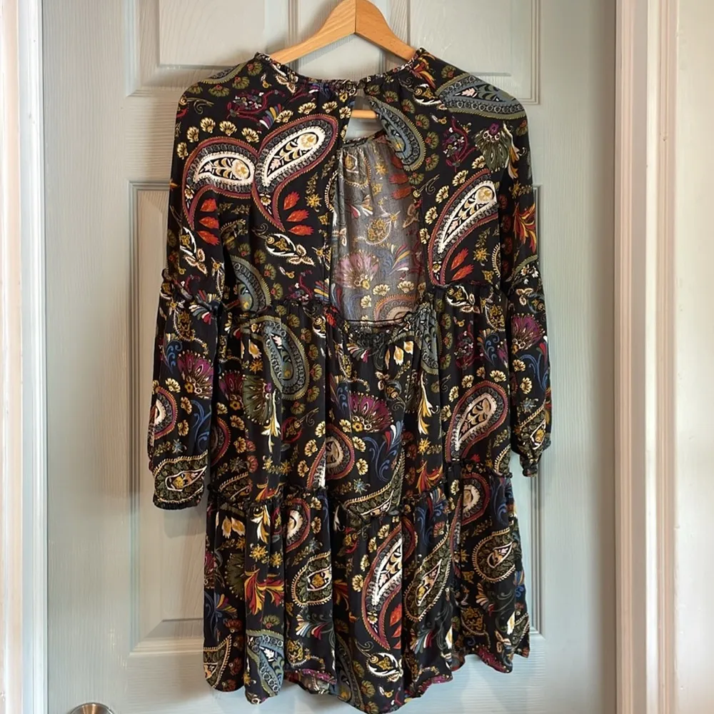 American Eagle Outfitters Women's S Black Multicolor Open Back Tiered Mini Dress - Image 5