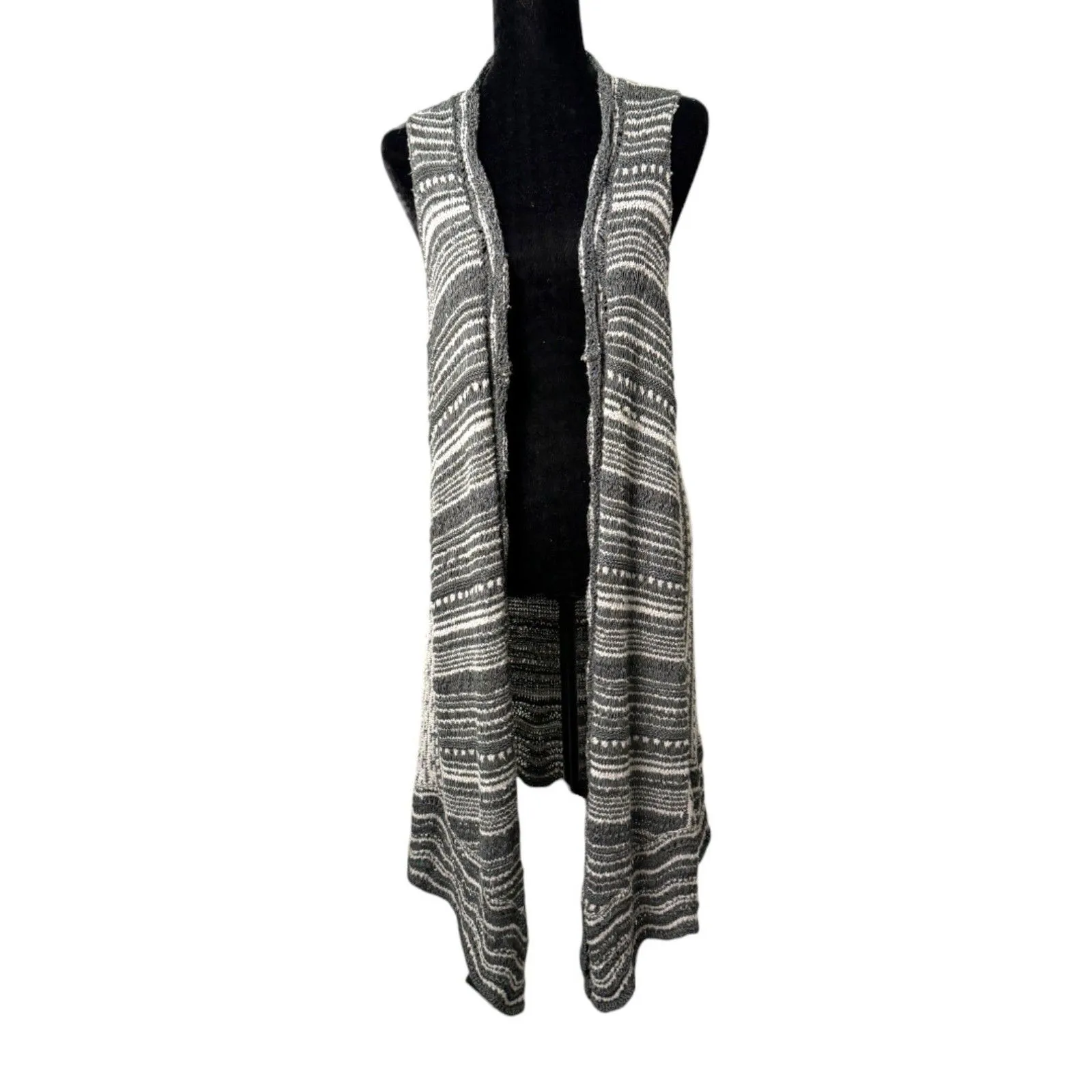 Moth Anthropologie Grey Gray Knit Sleeveless Waterfall Cardigan Medium Large - Image 5