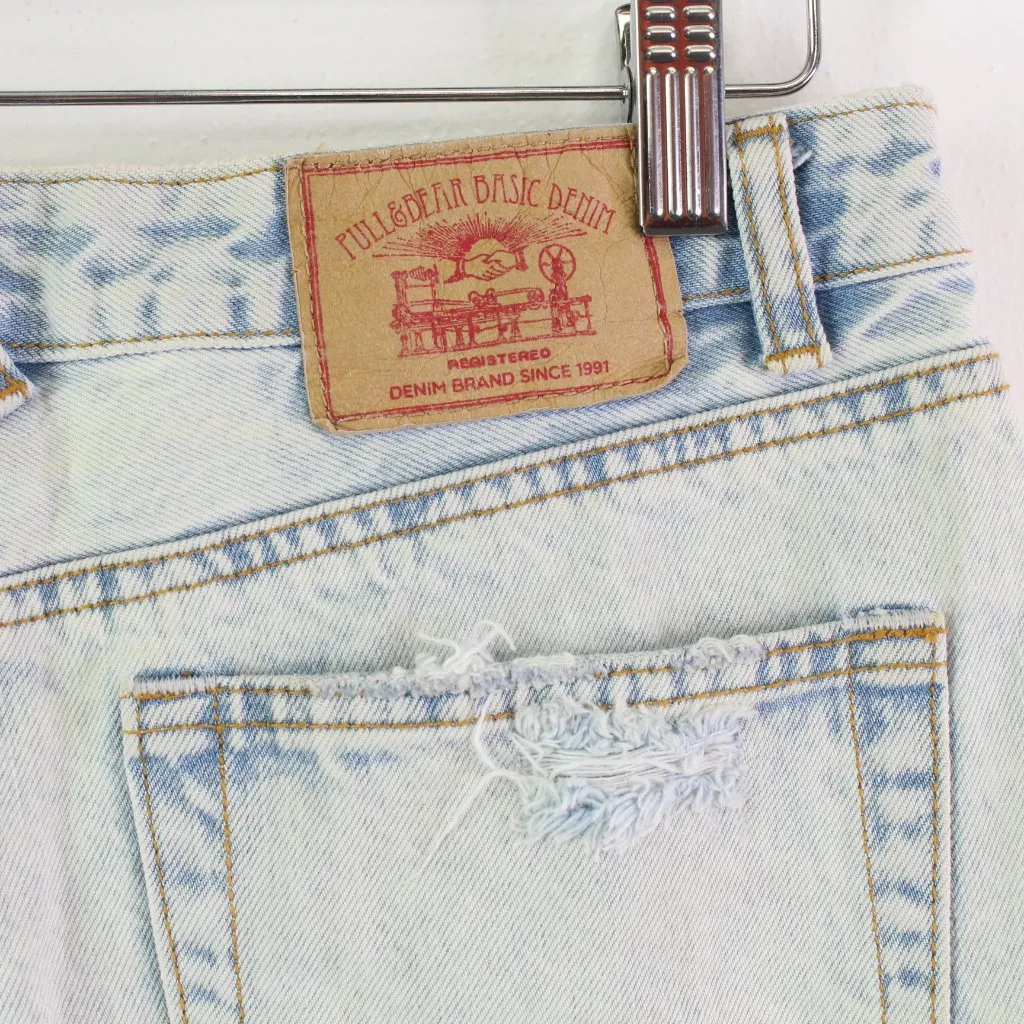 Pull‎ & Bear Light Wash Raw Hem Mini Jean Skirt Size M Blue Size M - Image 6