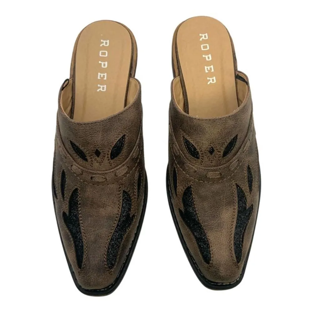 Roper Beth Snip Toe Mule Brown/Black Glitter US Women's 8.5 Brown - Image 3