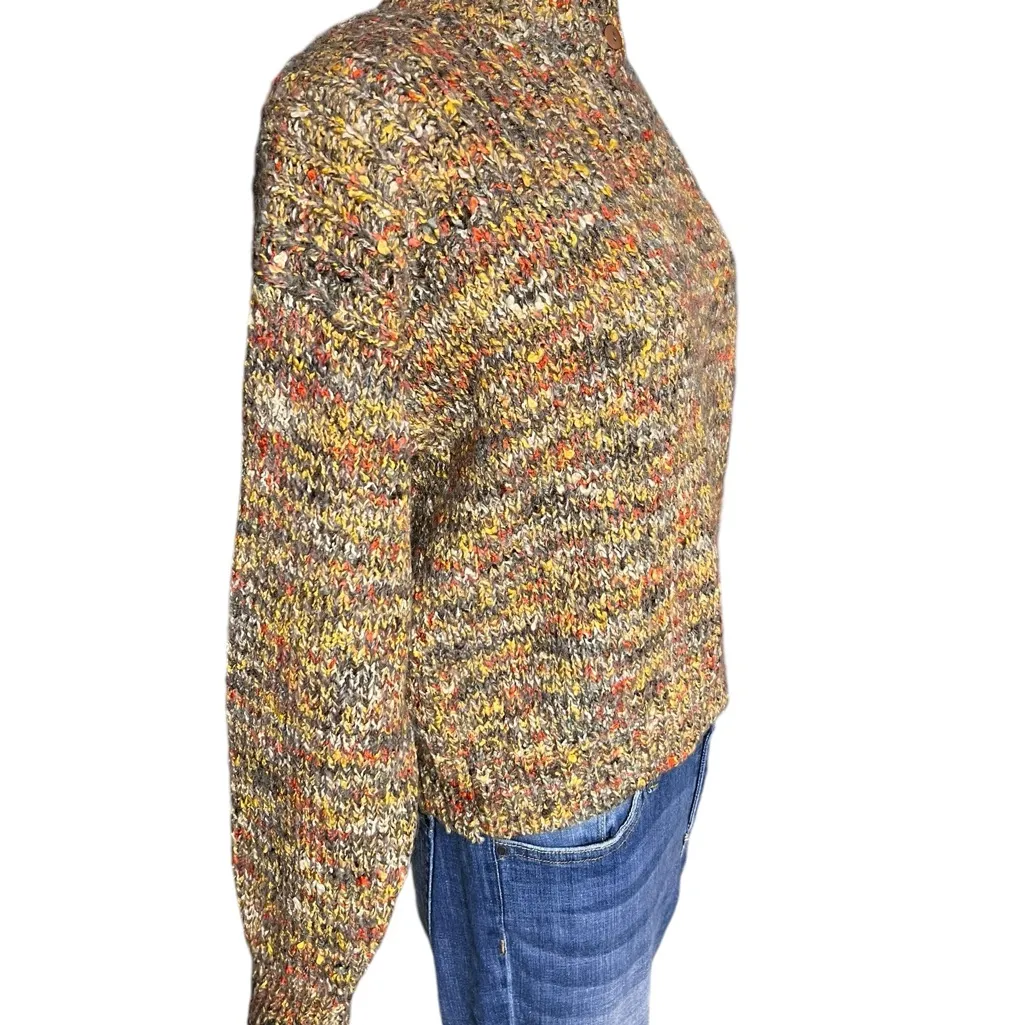 Vtg Greg Adams Poly Rayon Wool Blend Sweater Medium Metallic Thread Cropped Orange - Image 4