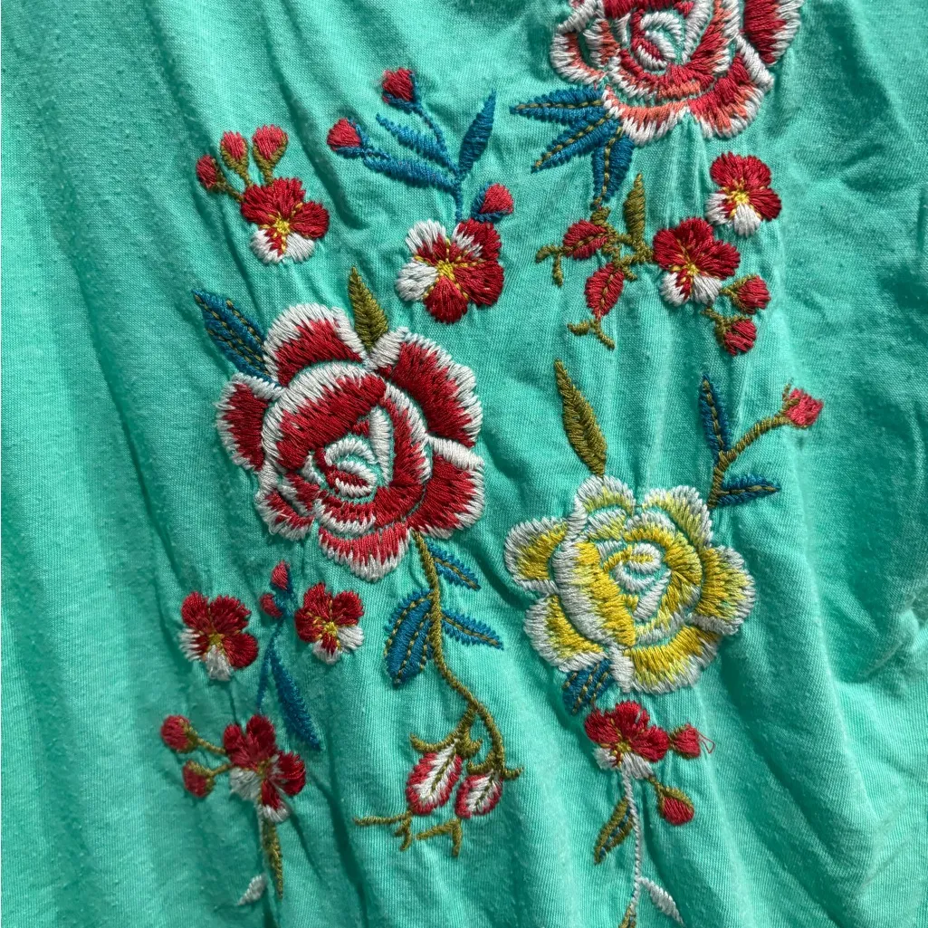 Johnny Was embroidered tank top tunic turquoise S - Image 2