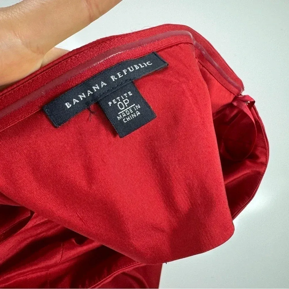 Banana Republic Red Strapless Cocktail Gown |‎ Pleated Top Midi Party Dress 0P - Image 13