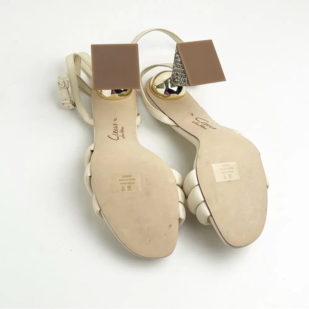 CIRCUS By SAM EDELMAN Bobbie Ivory Sculpted Geometric Strappy Heels, Size 8 - Image 4