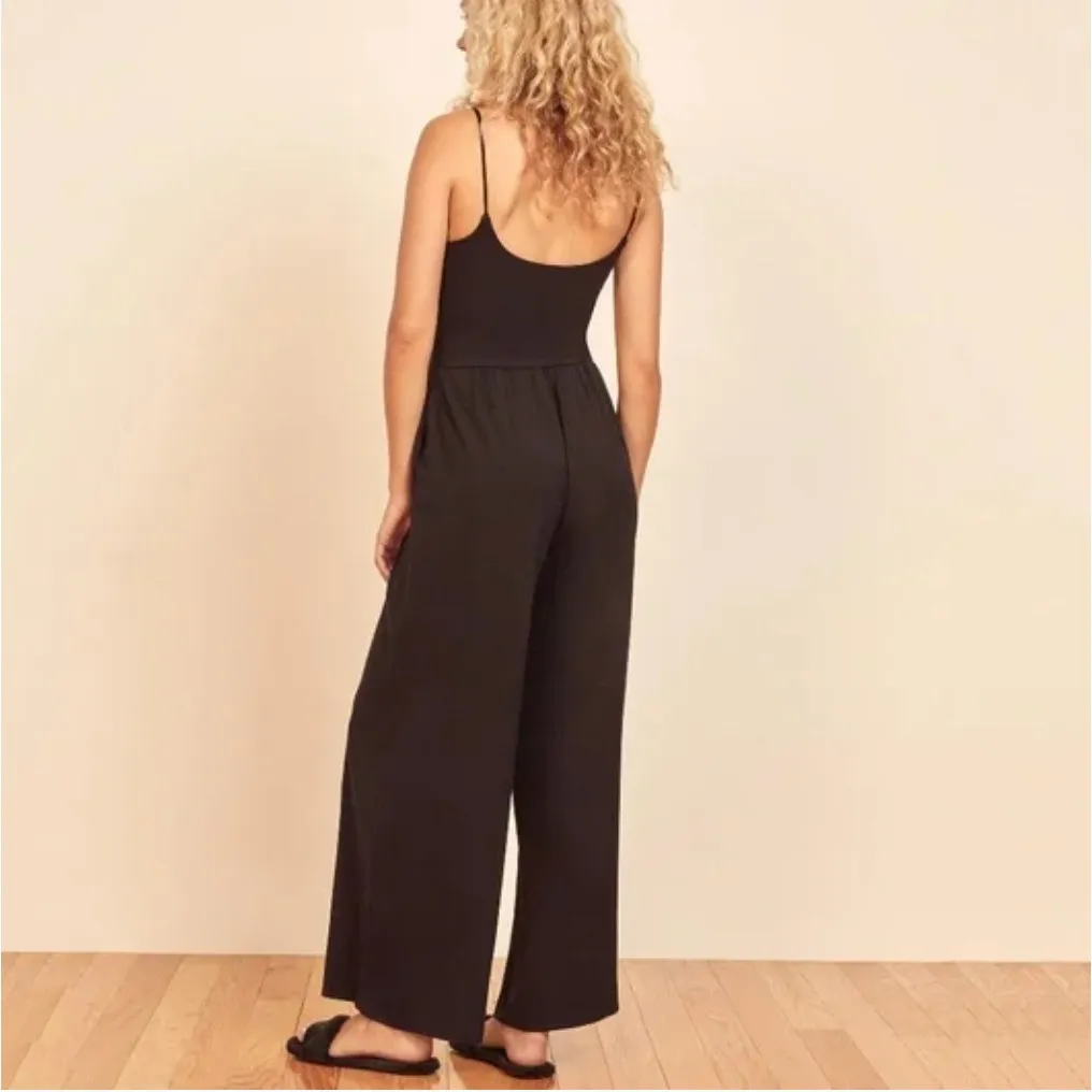Reformation Chandler Black Tencel Wide Leg Jumpsuit Size L - Image 3